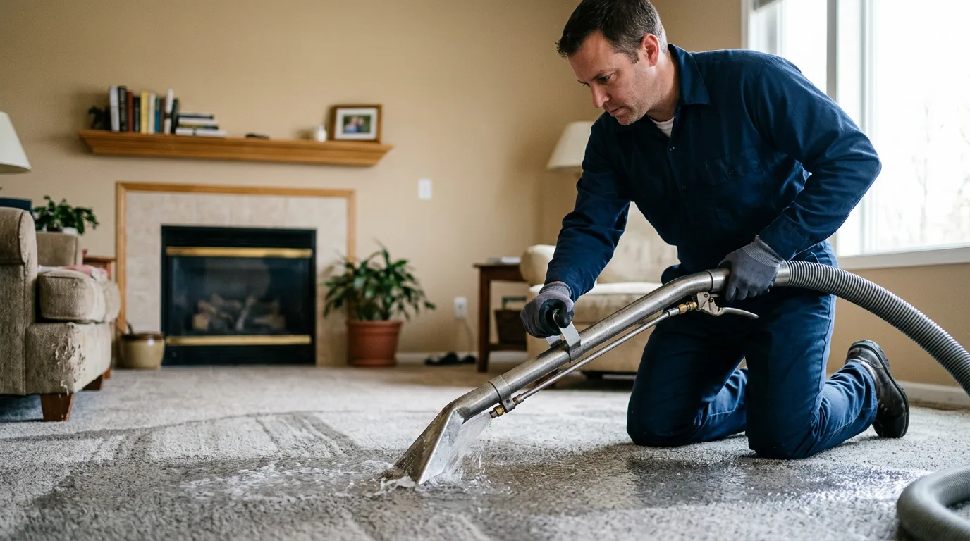 Water damage restoration technician working near Lena, WI